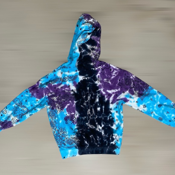 Elevenparis Pullover Hoodie M Multicolor Tie Dye Blue 100% Cotton  NWT - Picture 10 of 10